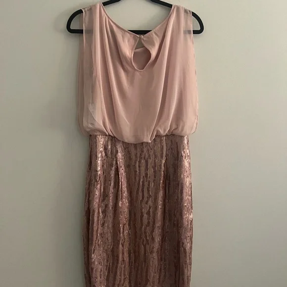 Calvin Klein Pink Sequin Blouson Dress Size 6 – Cocktail / Wedding Guest - Picture 7 of 8